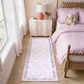 LIVEBOX Washable Lavender Bathroom Rugs Runner 2x6, Floral Hallway Rug Runner by LIVEBOX
