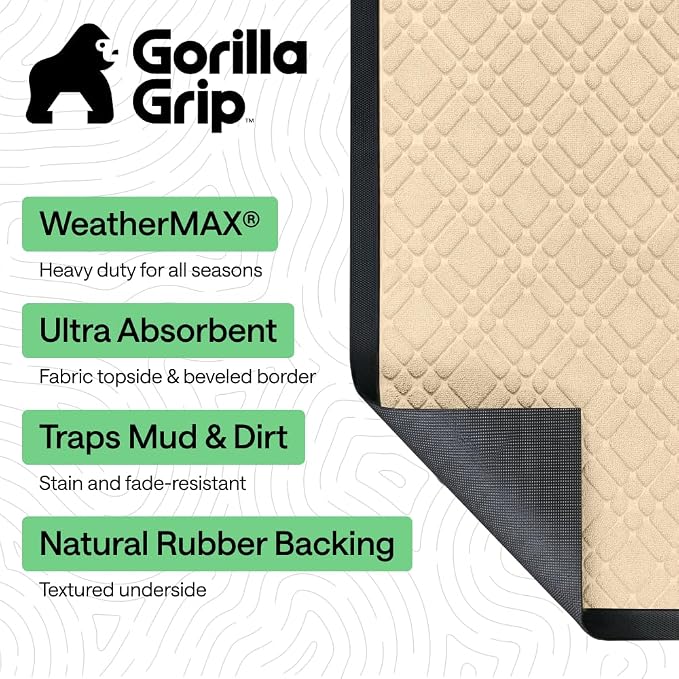 GORILLA GRIP 100% Waterproof All-Season WeatherMAX Doormat 35x23, US Designed - Image 2