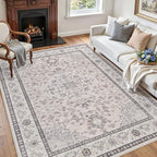 5x7 Area Rugs for Living Room: Vintage Boho Neutral Washable Rug Indoor Soft - Image 3