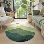Circle Rug 3ft, Small Round Rugs Non Slip Washable, Abstract Mountain Round by Sungea