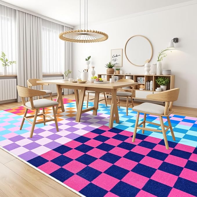 Terrug Multicolored Checkered Rug - Image 4