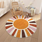 LIVEBOX Boho Nursery Rug Round 4ft Sun Rainbow Rug by LIVEBOX