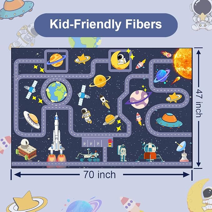 Outer Space Kid Rug，Boys Car Rug - Image 2