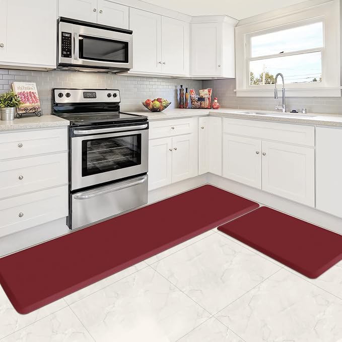 HappyTrends Kitchen Mat, 17.3"x28"+17.3"x60" Red, Cushioned Comfort - Image 7