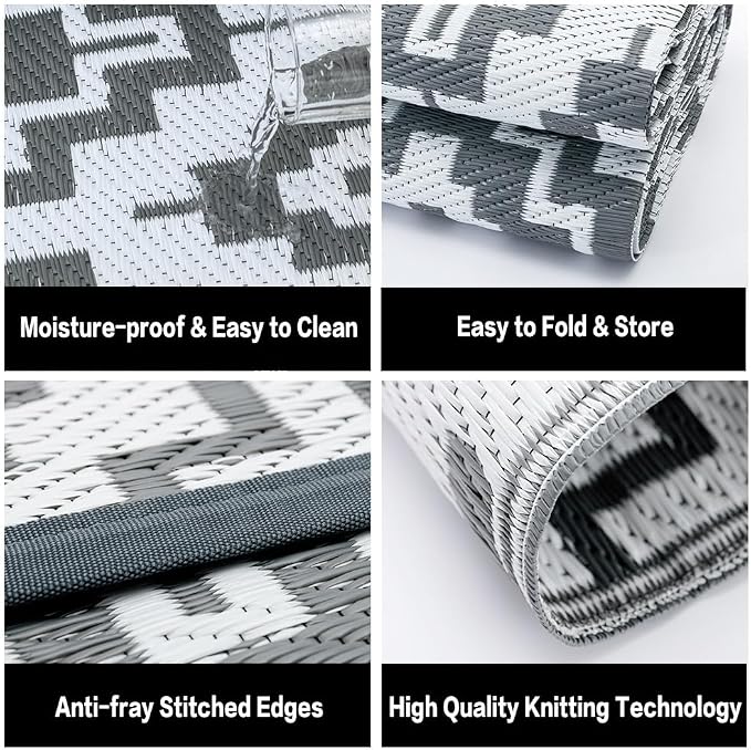 HUGEAR Outdoor Plastic Straw Rug, Waterproof Outdoor Rugs - Image 6