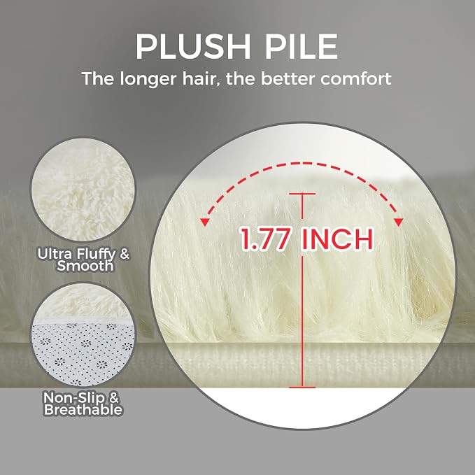 Ultra Soft Rug for Living Room, 4X6 Fluffy Shag Area Rug for Bedroom, Modern - Image 2