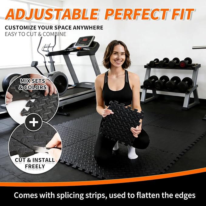 Gym Flooring for Home Gym, 12.6"x12.6"x0.4" EVA Exercise Mats, Puzzle Floor Mat - Image 4