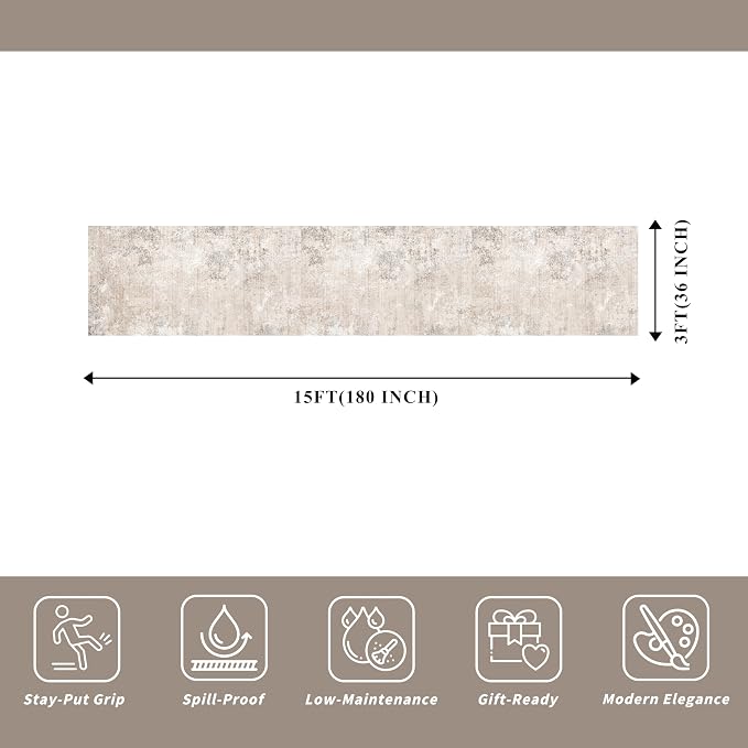 3x15 Ft Long Hallway Runner Rug – Non-Slip Washable Kitchen Floor Rug - Image 2