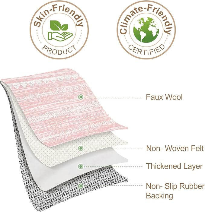 Nakagishi Pink Rugs for Bedroom Girls: 6x9 Washable Boho Large Neutral Cute - Image 8
