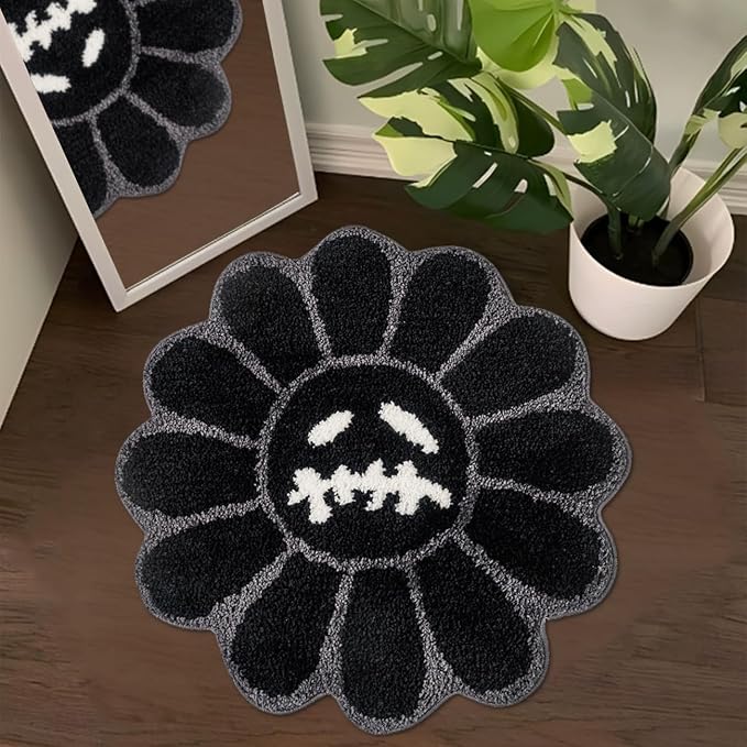 Trippy Happy Face Rug Cool Rugs Tufted Quick Dry Bath Mats by Shovagy