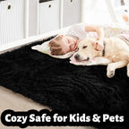8x10 Black Rug for Living Room Bedroom, Large Big Fluffy Modern Area Rugs for - Image 2