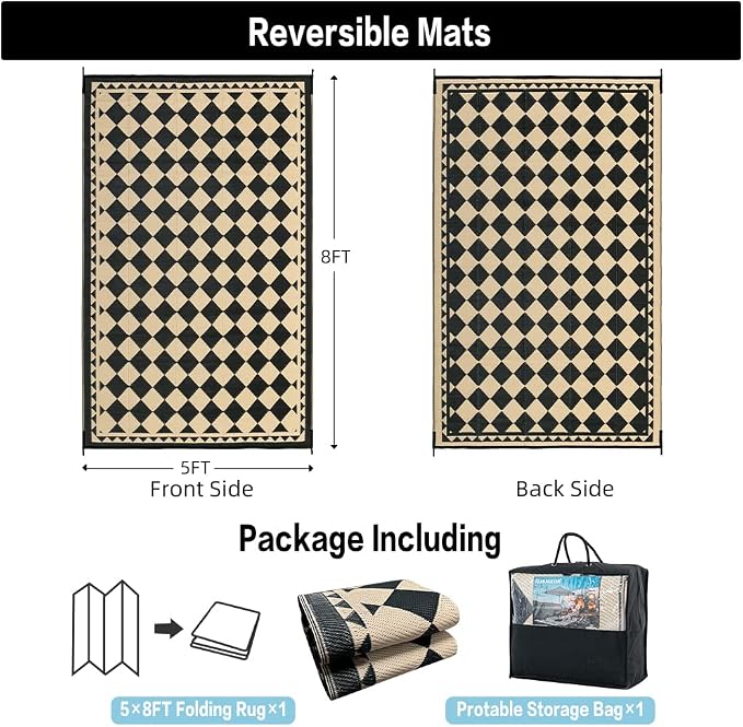 HUGEAR Outdoor Rug for Patios Clearance, Waterproof Mat, Large Outside Carpet - Image 2