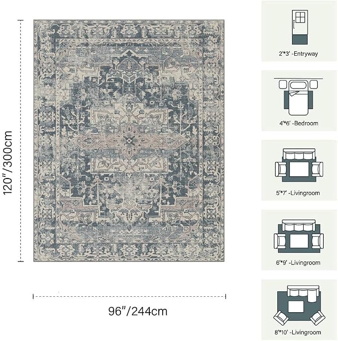 Rugxara 8x10 Area Rugs for Living Room Bedroom, Large Washable Rug, Non Slip & - Image 2