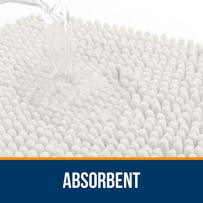 OLANLY Bathroom Rugs 32x20, Extra Soft Absorbent Chenille Bath Rugs, Rubber - Image 5