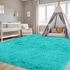 4x6 Area Rugs for Living Room Rug: Soft Fluffy Shag Teal Blue Rugs for Bedroom - Image 9