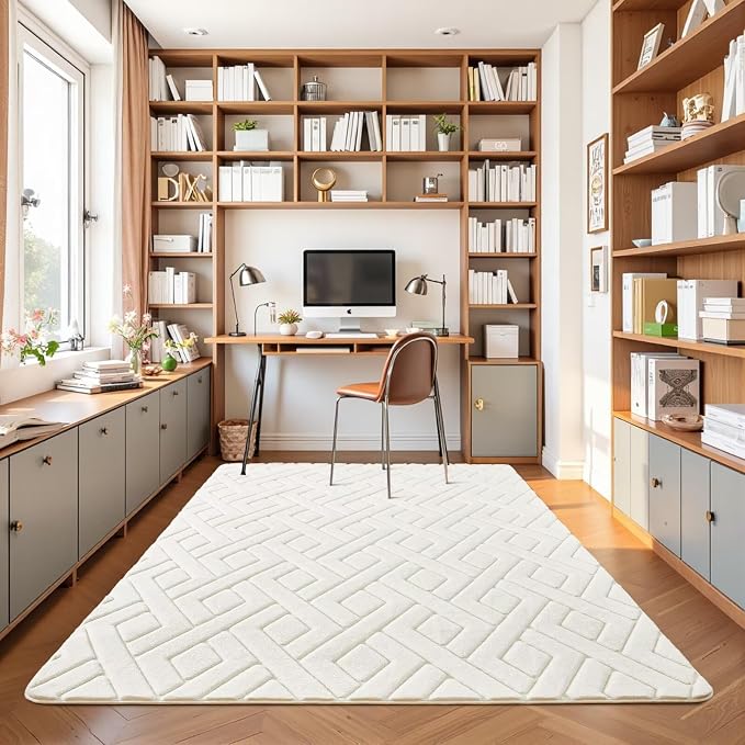 6x9 Cream White Washable Area Rug - Image 7