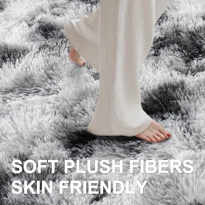 4x6 Ft Shag Area Rug for Bedroom Living Room, Tie-Dyed Ultra Soft Fluffy Furry - Image 4