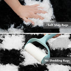 Checkered Area Rugs for Bedroom Living Room, 6x9 Black and White Fluffy Soft - Image 5