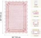 Latte&Fog Washable Pink Rug for Living Room, 6x9 Scalloped Bow Area Rugs for - Image 2