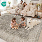 8x10 Area Rugs for Living Room: Vintage Boho Neutral Washable Rug Indoor Soft - Image 7