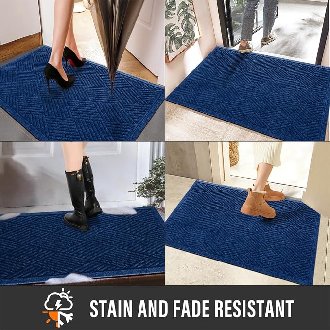 HIYARD Sturdy Front Door Mat, Absorbent Muddy Dirt Resist Welcome Door Mats - Image 5