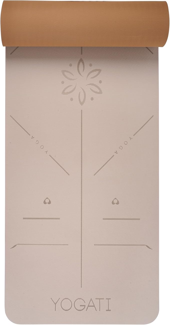 YOGATI® Yoga Mat with Strap with Alignment Lines. Home Workout Mat - Image 2
