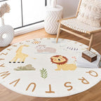 Poowe ABC Animals Kids Play Mat Baby Nursery Rug Round Educational Alphabet - Image 4