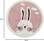 Poowe Pink Rabbit Soft Plush Round Rug - Image 2