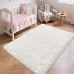 Soft Fluffy White Rug for Bedroom Living Room, 4x6 Furry Cream Area Rug Soft - Image 5
