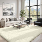 5x8 Area Rugs for Living Room: Soft Fluffy Shag Cream White Rugs for Bedroom - Image 3