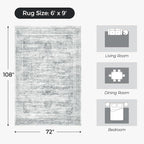 Washable Grey White Area Rugs 6x9 - Image 2