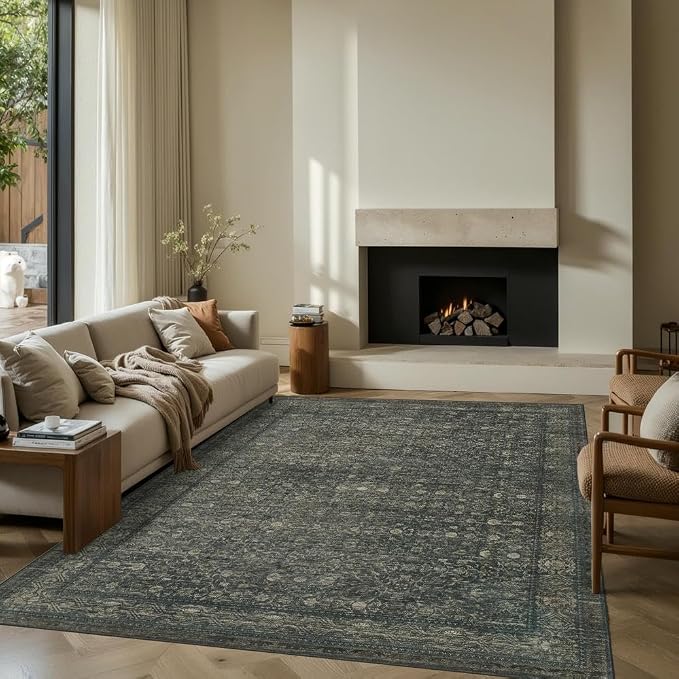 Vintage Area Rugs 5x7, Washable Rugs by Rugxara