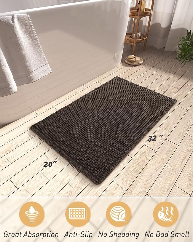 AMOAMI Upgraded Waffle Bath Mat, Super Absorbent Non Slip Bath Mats - Image 2