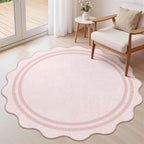 Washable 5ft Area Rugs for Living Room, Solid Pink Non Slip Rugs for Bedroom by LORWER