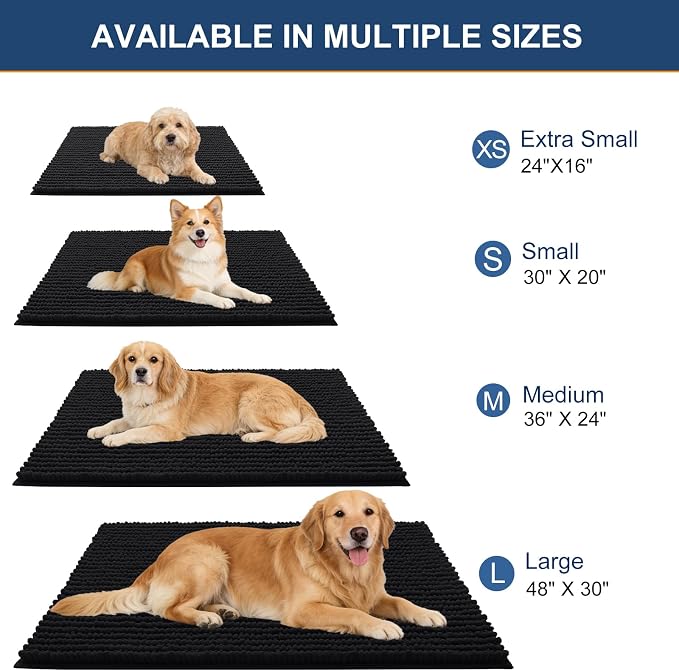OLANLY Dog Door Mat for Muddy Paws 59x35, Ultra Absorbent Chenille Mud Doormat - Image 2