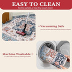SERISSA Washable Rugs 9x12 Area Rugs, Large Non-Slip Blue Orange Living Room Rug - Image 3