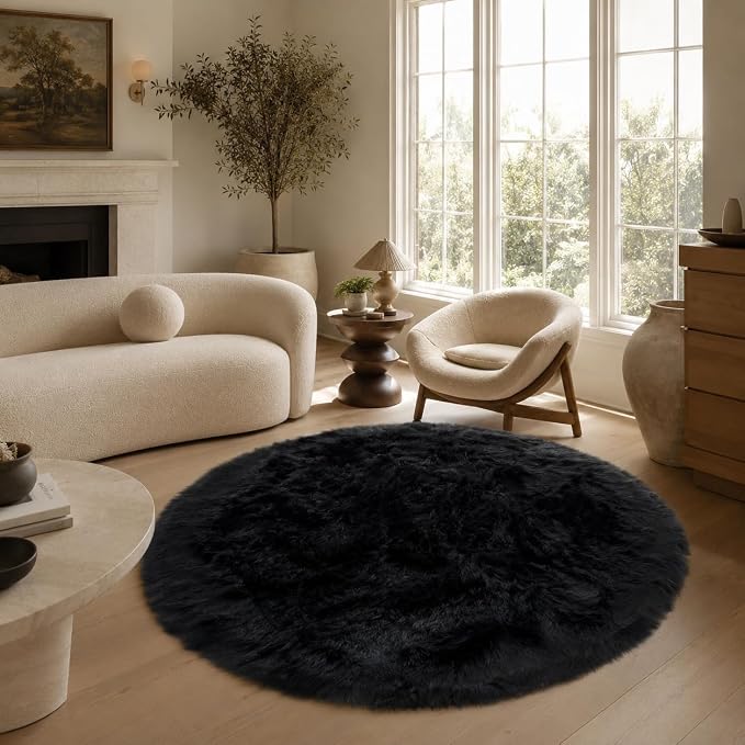 EasyJoy Faux Sheepskin Rug, Fluffy Faux Fur Rug, Ultra Soft Shag Area Rug - Image 2