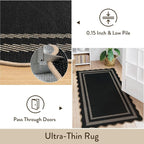 LIVEBOX Scalloped Easy Jute Kitchen Runner Rug, 2x6 Hallway Runner Black Rugs - Image 5