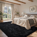 5x7 Black Area Rugs for Living Room, Large Fluffy Shag Bedroom Rugs Non-Slip - Image 3