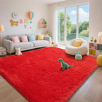 Red Shag Area Rugs for Living Room Bedroom, Ultra Large Soft Fluffy Christmas - Image 4