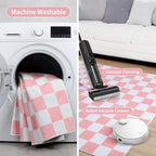 Terrug Pink and White Checkered Rug - Image 6