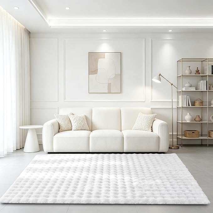 White Rabbit Plush Rug 5'x7', Fluffy Shaggy Area Rug - Image 3