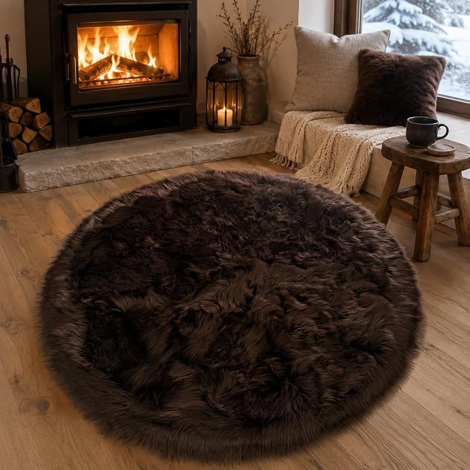 EasyJoy Faux Sheepskin Rug, Fluffy Faux Fur Rug, Ultra Soft Shag Area Rug by EasyJoy