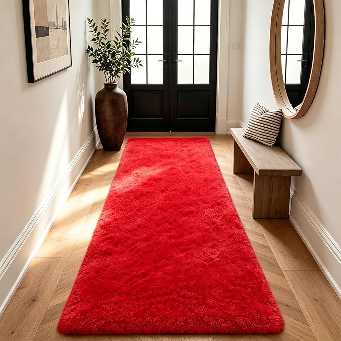 Shag Runner Rug for Bedroom Living Room 2x6 Upgrade Non-Slip Fluffy Soft - Image 6