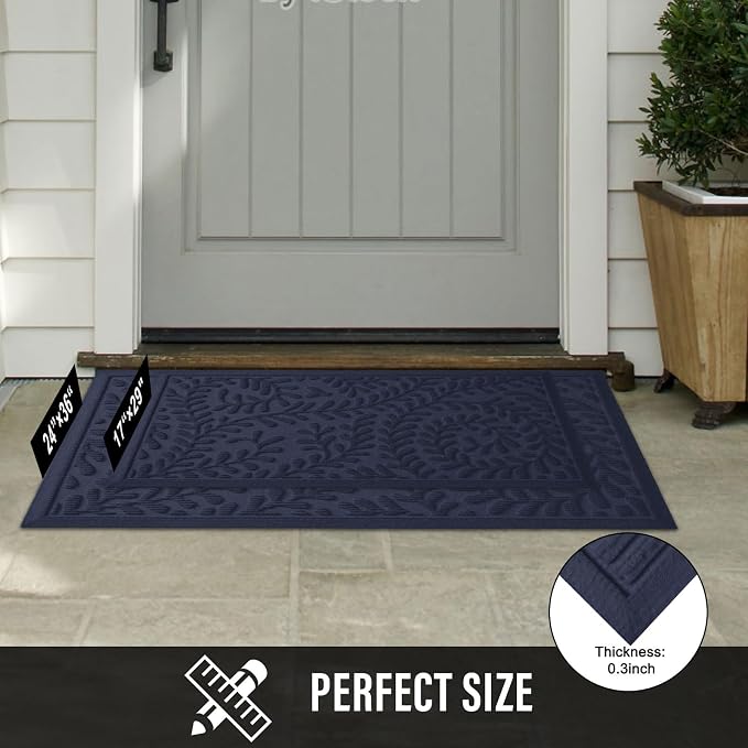 HIYARD Front Door Mat, Absorbent Dirt Trapping Welcome Door Mat Indoor Outdoor - Image 6