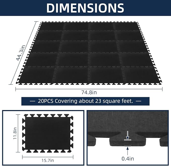 20 Pieces Sound Absorbing Interlocking Floor Mats, 15.7 x 11.8 x 0.4 inches - Image 3