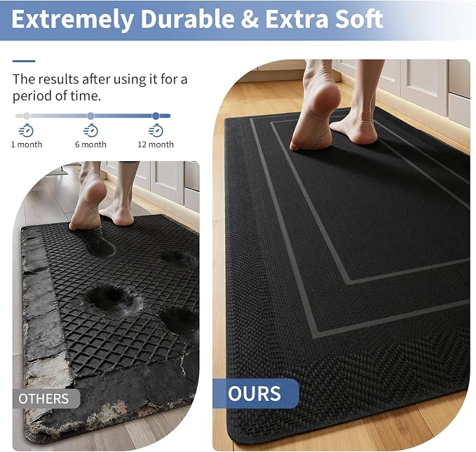 UKISS 9/10"" Extra Thick Cushioned Anti Fatigue Kitchen Mat, Waterproof High - Image 3