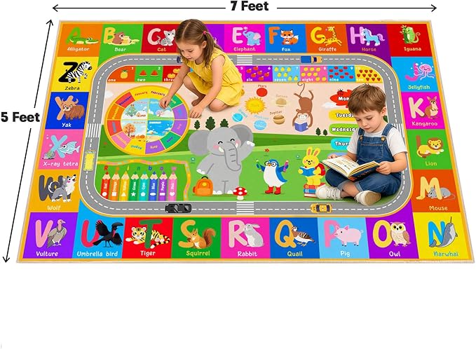Pionblank Kids Rug for Playroom Classroom, 5x7 Area Rugs Playmat for Learning - Image 2