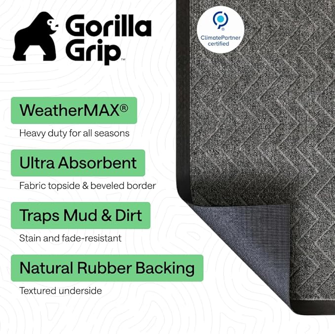 GORILLA GRIP 100% Waterproof All-Season WeatherMAX Doormat, US Designed Natural - Image 2