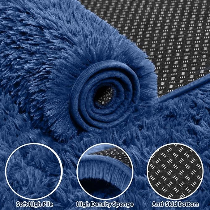 Area Rugs 9x12 Living Room Bedroom: Soft Fluffy Shag Rugs Upgrade Non-Slip High - Image 3